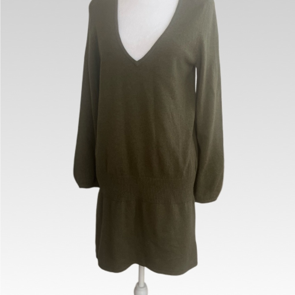 Design History Olive Green Knit dress size L 100% Cashmere